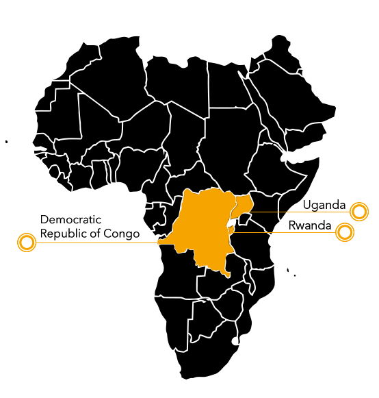 a map showing the gorilla trekking destinations
